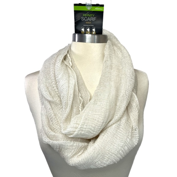 Sparkle Cream Silver Infinity Scarf Gorgeous Ivory & Silver Fashion Scarf - Picture 8 of 14